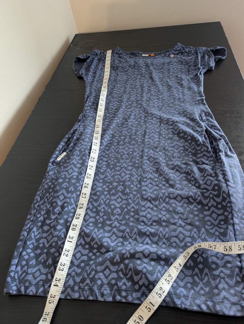 Ragwear Cotton Blue Geometric Pattern Dress XS Boho Chic Minimalist festival - Picture 9 of 13